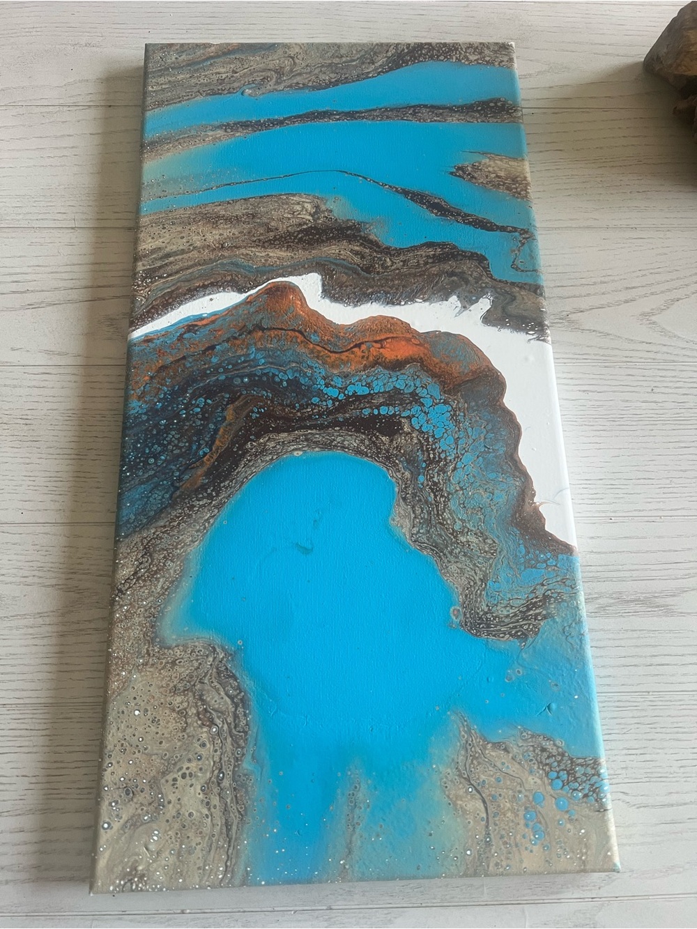 Abstract Ocean Blue Abstract Wall Art - 19”x10”